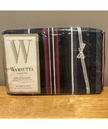 Wamsutta King Fitted Sheet 200 TC Maroon Blue Striped 1980s Cotton Blend... - $749.37 MXN