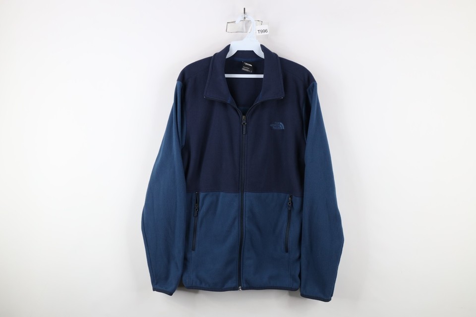The North Face Mens Medium Spell Out Color Block Full Zip Fleece Jacket ... - $37.83