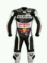 HONDA Motorbike Black Leather Motorcycle Biker Racing MotoGP 1 &amp; 2 PC SUITS  - £209.66 GBP