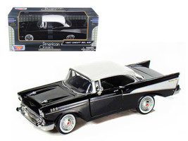 1957 Chevrolet Bel Air Black with White Top 1/24 Diecast Model Car by Motormax - £31.84 GBP