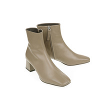 genuine leather zipper square toe high heels women ankle boots nightclub fashion - £115.57 GBP