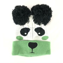 Cirque Infant Beanie Hat Panda Bear Pom Cuffed Black White Green Size 0-... - £6.15 GBP