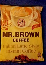 MR . BROWN COFFEE ITALIAN LATTE STYLE INSTANT COFFEE 3 IN1 (30 SACHETS X... - £18.20 GBP