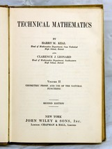 1922 Technical Mathematics By Keal &amp; Leonard - Vol. Ii - 2nd Edition 6407 - £10.27 GBP