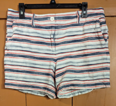 Loft Outlet Shorts Women&#39;s 10 White Red Blue Stripe Chino Pockets 6&quot; - $14.50