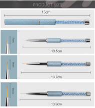 3 Size Nail Art Painting Pen Drawing Brush Set Gel Polish Tip Flower Stripe - £5.58 GBP
