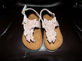 White/Mauve 3DButterfly Sandals Shoe L (9/10) Little Girl&#39;s NWD - $25.00