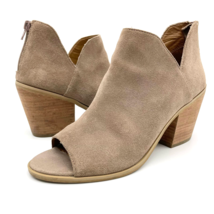 Susina Womens 8.5 Carina Suede Peep Toe Ankle Bootie Taupe Tan Stacked H... - £21.51 GBP