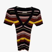 Urban Outfitters Knit Sweater Top Womens  XS Black Striped V-Neck Fitted - £7.86 GBP
