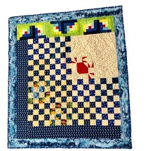 Handmade Quilt Used Beach Sailboats Whales Small Surfboard Hula Pineapple - £15.66 GBP