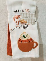 Kassafina Thanksgiving Fall Pumpkin Spice Life Latte Kitchen Towels Set Of 2 - £14.85 GBP