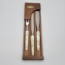 VTG TOWN &amp; COUNTRY FLEETWOOD 3 PIECE KNIFE CARVING SET CELLULOID MCM - £18.80 GBP