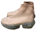 Lemonade SHINE Beige Rhinestone Glam Rock Sock Ankle Boots Flatform Boot... - $39.49