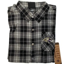 NFL Baltimore Ravens Plaid Flannel Long Sleeve Shirt Youth Boys L or XL Black - £14.56 GBP