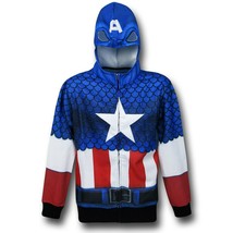 Captain America Lightweight Sublimated Costume Hoodie Blue-Royal - £16.07 GBP