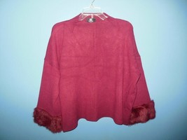 Ladies This Girl Burgundy Sweater Medium Faux Fur Cuffs - £11.95 GBP