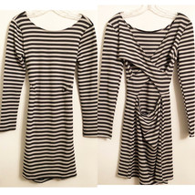 New Rory Beca Striped Crossover Back Long Sleeve Stretch Knit Dress Size M - £15.62 GBP