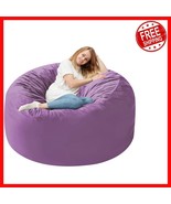 3FT Purple Velvet Bag Chair with Memory Foam - Stylish &amp; Functional for ... - $1,449.90 MXN