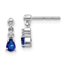 14k Gold Blue Sapphire and Diamond Dangle Post Earrings EM5617 - £257.85 GBP