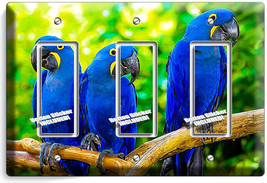 Hyacinth Tropical Blue Macaw Birds Parrots Triple Gfci Light Switch Plate Decor - £13.43 GBP