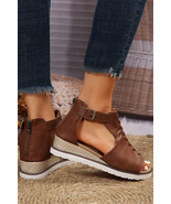 PU Cutout Buckle Strap Platform Slides Shoes - $25.79