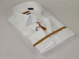 Mens ENZO Egyptian Soft Cotton Dress Shirt Barrel Cuff Wrinkle Free 61101 White image 3