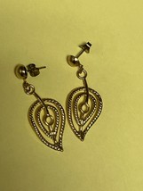 Vintage Goldtone Openwork Leaf Dangle Post Earrings for Pierced Ears – 1 and 5/8 - £9.05 GBP
