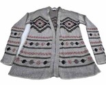 J Jill Womens Cardigan Size Medium Beige Aztec Open Front Sweater Lightw... - $18.80