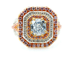 2.07ct Natural Fancy Light Blue &amp; Argyle Pink Diamonds Engagement Ring GIA 18K - £36,200.27 GBP