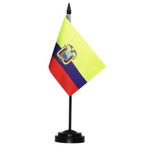 Anley Ecuador Deluxe Desk Flag Set - 6 x 4 Inch Miniature Ecuadorian EC ... - £6.20 GBP