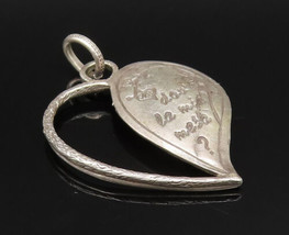 925 Silver - Vintage Engraved Question In Italian Half Heart Pendant - PT21132 - £27.10 GBP