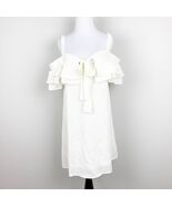 Entro Women’s Cream Off The Shoulder Dress Medium Ruffle Sleeve Bow Tie ... - €18,78 EUR