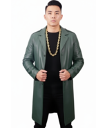 Emerald Green Handmade Men Coat Stylish Trench Leather Lambskin Fashiona... - $247.19 CAD+