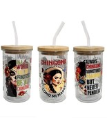 Chingona Latina Catrina Clear Glass Tumbler Cup 16oz Black - $16.82