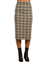 Bloomero Elastic Waist Back Slit Plaid Midi Skirt Black/ivory Plaid - $24.00