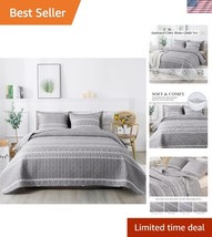 Elegant Grey Queen Quilt Set - 3 Piece Bohemian Microfiber Bedspread 90x96 - $49.50