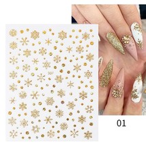  3D Nail Sticker New Year Christmas Rose Gold Glitter Snowflake Xmas Decoration - £12.30 GBP