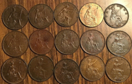 1922 To 1936 Set Of 15 Uk Gb Great Britain Farthing Coins - £35.60 GBP
