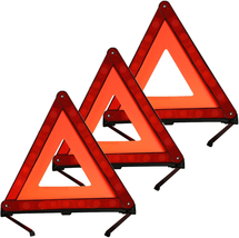 Reflective Warning Triangle Emergency Roadside Safety Kits Set of 3 NEW - £19.73 GBP