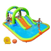 Inflatable Water Park With Blower, And Bouncy House With Double Slide With Water - £299.54 GBP