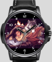 Romancing With The Wolf Art Design Unique Unisex Beautiful Wrist Watch UK FAST - $54.00
