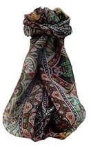 Mulberry Silk Traditional Long Scarf Kalyan Black by Pashmina &amp; Silk - £18.68 GBP