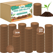 Compressed Coco Coir Fiber Potting Soil Seed Starters  100 Pcs (30Mm) - Organic - £24.50 GBP