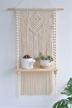Macrame Wall Hanging Shelf, Plant Hanger, Bohemian Pattern, Flower Pots Holder - £60.72 GBP