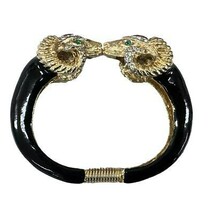 Kenneth Jay Lane KJL Ram’s Head  Black Enamel Hinge Bracelet Red Cabochons - $262.85