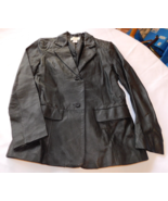 Chadwick&#39;s Women&#39;s Size 4 long sleeve Button Up Leather Jacket Black GUC - £77.57 GBP