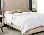 Safavieh Home Collection Blanchett Light Beige &amp; Espresso Bed, Full - £404.58 GBP