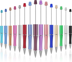 Joyberg 15 PCS Beadable Pens, Beadable Pens Bulk Colored Plastic, Black Ink Bead - £7.90 GBP