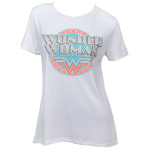 Wonder Woman Classic Circle Logo Women&#39;s T-Shirt White - £25.06 GBP+