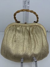 Vintage Ande Gold Shimmer W/ Gold Chain Evening Purse Clutch C. Mid Century - £9.60 GBP